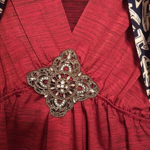 Halo Red Embellished Y2K Babydoll Style Top Ethereal ARTSY small ART SHOW Fairy - Picture 5 of 5